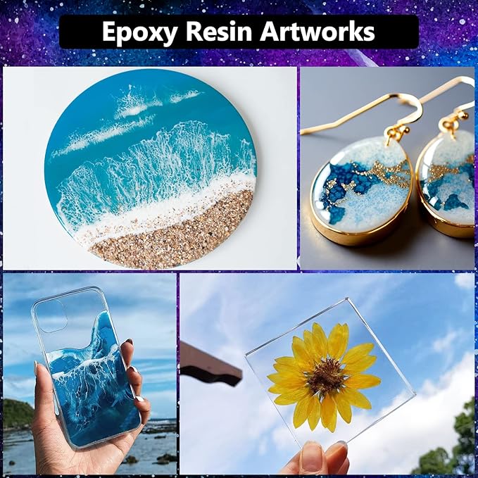 KISREL Epoxy Resin 32OZ - Crystal Clear Epoxy Resin Kit - No Yellowing No Bubble Casting Resin for Art Crafts, Jewelry Making, Wood & Resin Molds(16OZ x 2)