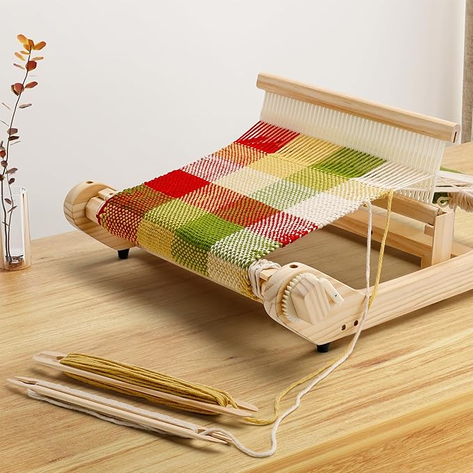WILLOWDALE 12 Inches Rigid Heddle Loom, Weaving Loom Kit with Shed Stick, Wooden Multi-Craft Weaving Loom for Adults, Threads Warping Frame with Pegs and Yarn Stand, Frame Loom for Beginner