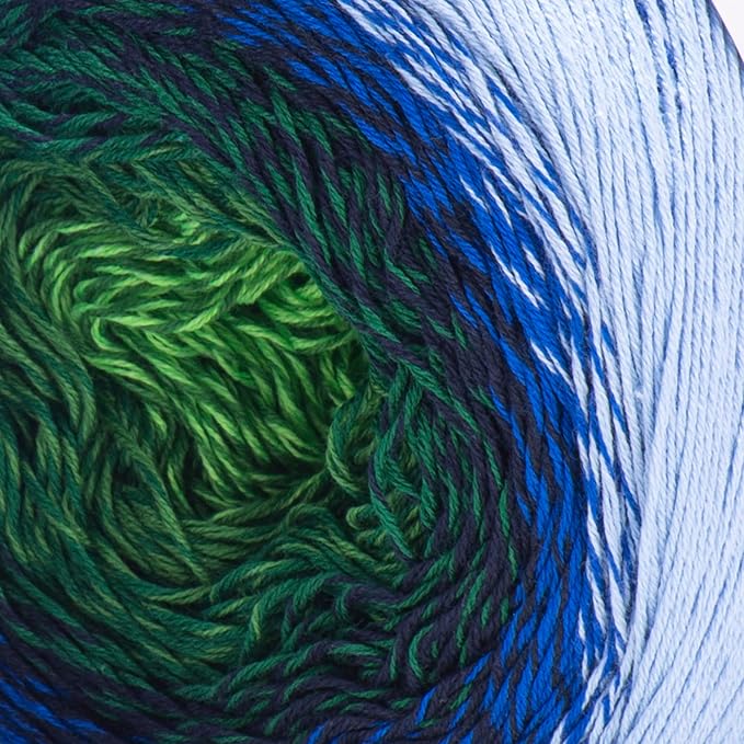 2 Skein/Pack Yarnart Flowers Gradient Yarn, Each Ball 8.8 Oz (250gr) / 1094 Yards (1000m), 55% Cotton 45% Acrylic, Superfine Fingering Weight for Knitting and Crochet, 306 - Light Blue Green