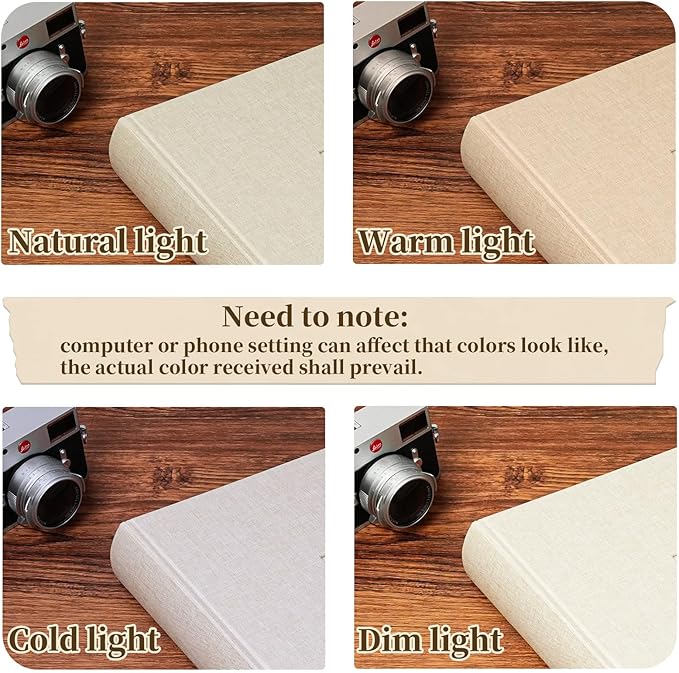 Vienrose Scrapbook Album 12" x 12", Large Linen Photo Album with Writing Space, DIY Scrapbook Supplies for Wedding, Baby, Family Memories & Travel (50 sheets / 100 pages, Beige)