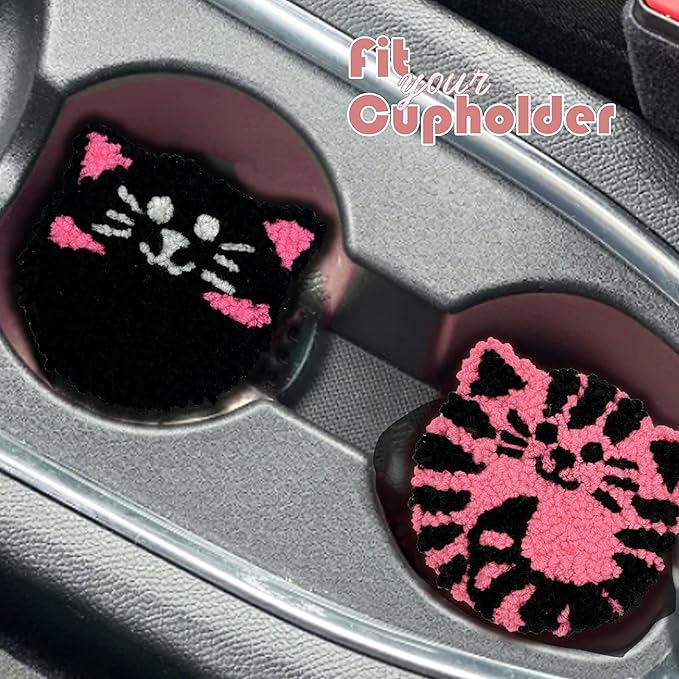 Punch Needle Kit for Beginners Adults Easy Needle Punch Embroidery Tool Set Including Threader Instruction Fabric Hoop Yarn Coaster DIY Making Kit Supplies,Set of 8 Cat Cute Pet Art Crafts Gifts