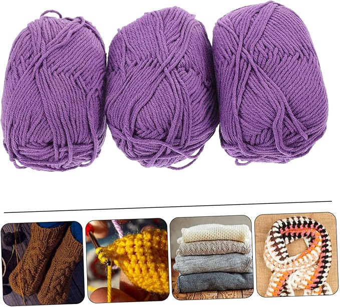 Healifty 3 Rolls Cotton Yarn Bundle for Knitting and Crocheting Convenient Soft Crochet Yarn for DIY Sweaters Hats Blankets for Home Decor and Amigurumi Projects