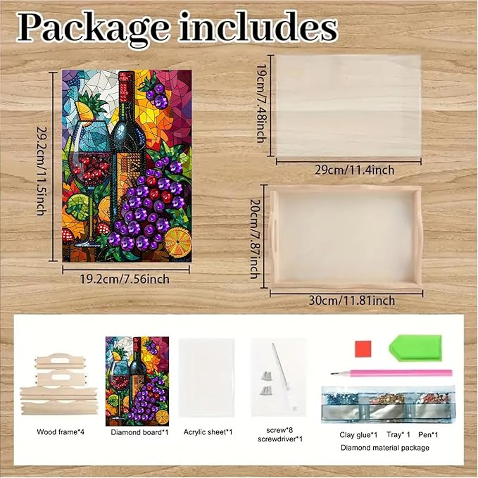 SHLUHA Diamond Art Kits for Adults Wooden Serving Trays with Handle Food Tray for Breakfast Home Decor Gift