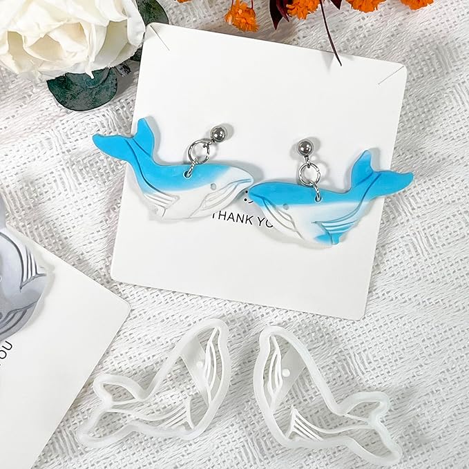 Xaekicr Whale Polymer Clay Cutters for Earrings – Ocean Animal Clay Cutters, DIY Polymer Clay Molds for Jewelry Making, Clay Tools Set for Handmade Crafts