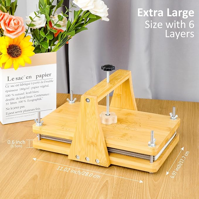 MeRGBWLife Large Bamboo Flower Press Kit β 6 Layers, 11"x7" Even Pressure Plant Press for Adults, DIY Flower & Leaf Preservation for Arts, Crafts, and Dried Plant Projects
