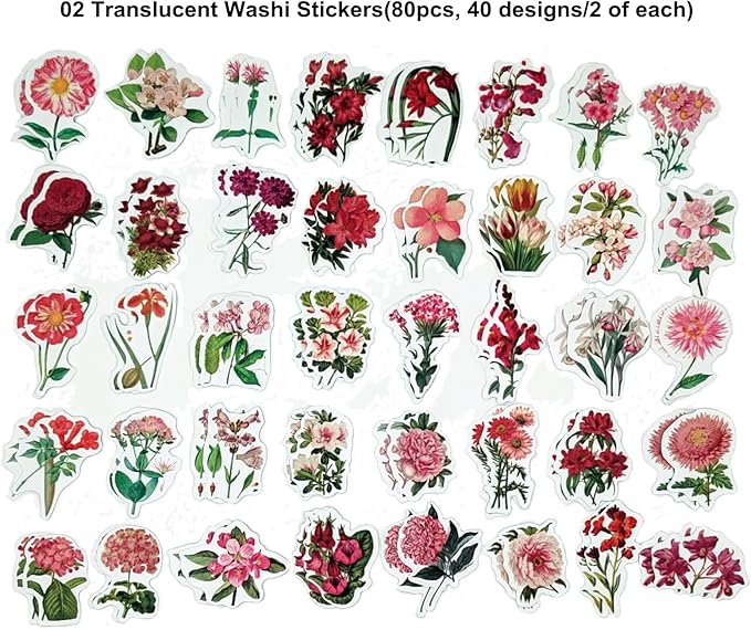 Esweny 200PCS Vintage Scrapbooking Supplies Pack, Aesthetic Scrapbook Sticker Paper Art Journaling Kit for Junk Journals,Planner,Cottagecore Decor Gifts (Pink Series)