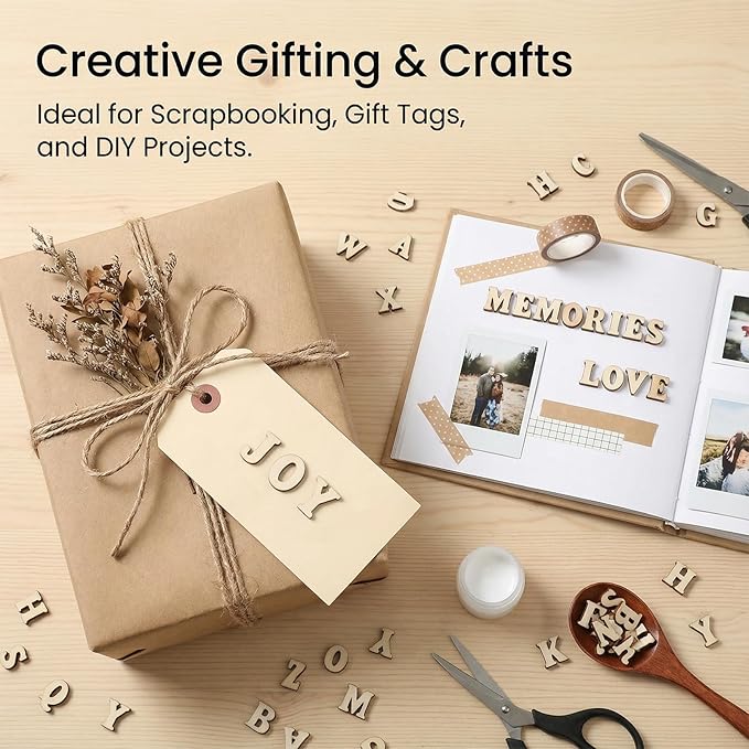 YBEATY 208Pcs Wooden Letters Poplar Wood Burning Letters 0.6 Inch A-Z Small Wooden Letter Small Poplar Wood Letter for Crafting DIY Craft Home Decor Spelling Learning Painting Arts