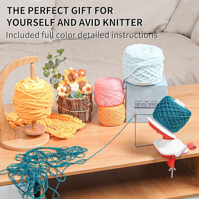 SPEENSUN Yarn Spinner, 3.5 OZ Easy-to-Install and Efficiently Yarn Cake Winder with Lower Noise, Robust ABS Material Ball Winder for Yarns Below Size 5, Best for Crochet and Knitting Lover
