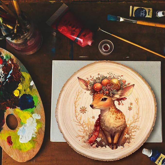 8 Pack 7-8 Inch Wood Slices for Centerpieces, Unfinished Wood Centerpieces for Tables,Wooden Discs with Tree Bark Round Wood Circle Sign Crafts for Wedding, DIY Project, Decorations