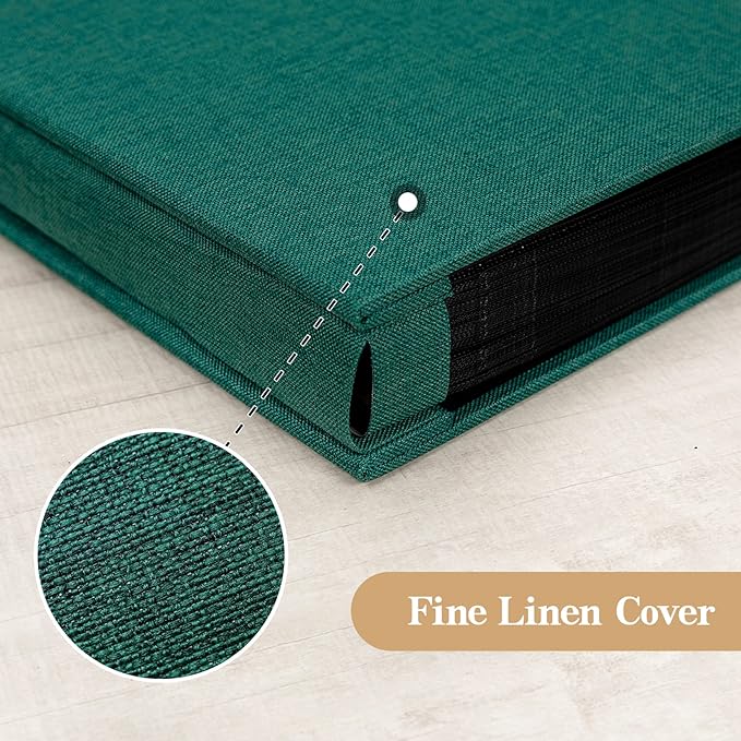 potricher Linen Hardcover Photo Album 4x6 1000 Photos Large Capacity for Family Wedding Anniversary Baby Vacation (Dark Green, 1000 Pockets)
