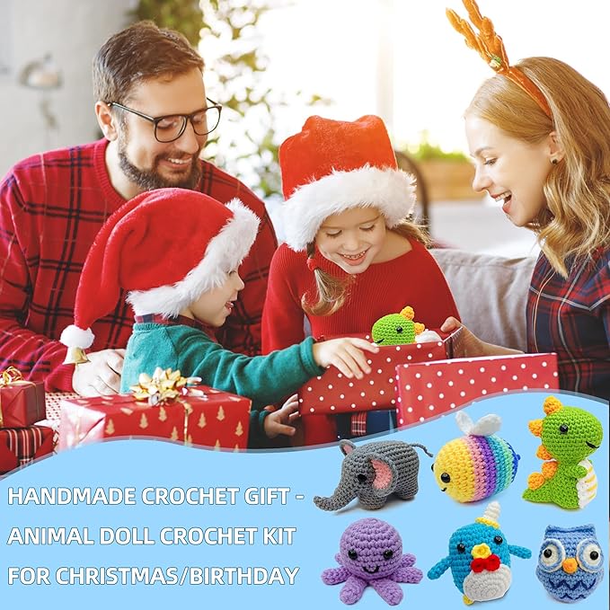 Ysdaro Crochet Kit for Beginners 6PCS, Upgrade Crochet Starter Kits, Knitting Kit, Amigurumi Craft Knitting Crocheting Kits with Step-by-Step Video Tutorials, Beginner Crochet Kit for Adults