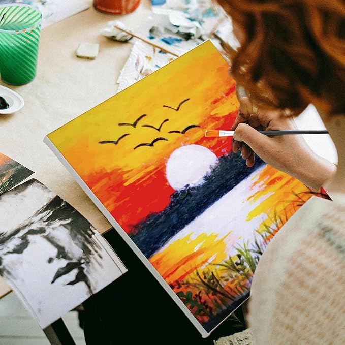 Cholemy 36 Pcs Valentine Paint and Sip Kit for Adults 8''x10'' Pre Drawn Canvas for Painting DIY Afro Acrylic Painting Kit Wood Easel Brushes Date Night Bulk for Party Gifts(Mountain)