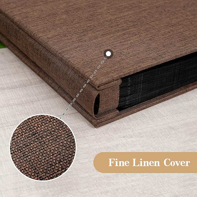 potricher Small Photo Album 4x6 300 Photos Linen Cover Picture Photo Book for Family Wedding Anniversary Baby Vacation (Brown,300 Pockets)