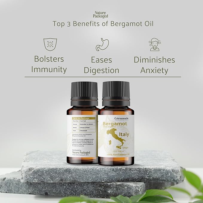 Nature Packaged Bergamot Essential Oil - Direct from Citrusmade in Sicily- Pure Essential Oil for Diffusers and Aromatherapy | 100% Pure Therapeutic Grade (22lbs)
