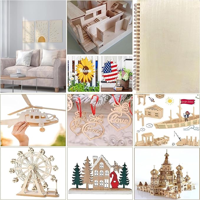 15 Pack Basswood Sheets for Crafts 12x18x1/8 Inch 3mm Basswood for Laser Cutting & Engraving, Drawing,Wood Burning, Unfinished Plywood Sheets for DIY Ornaments and Architectural Model (12x18x1/8)