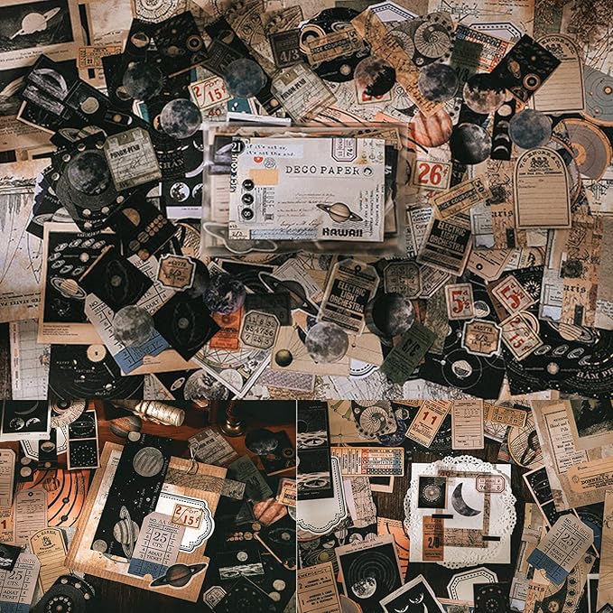 Esweny 200PCS Vintage Scrapbooking Supplies Kit for Journaling, Scrapbook Sticker Paper Pack for Junk Journal Planners Aesthetic Cottagecore Room Decor Wall Art Collage Album