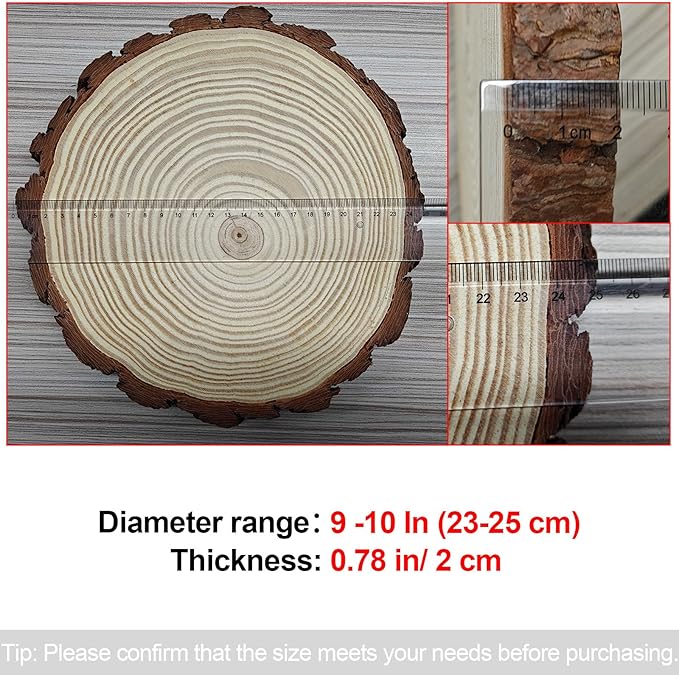 8 pcs 9-10 inches Rustic Natural Wood Slices for Centerpieces, Unfinished Wood Rounds for Tables Decor Wedding Decor Party, Christmas Ornaments