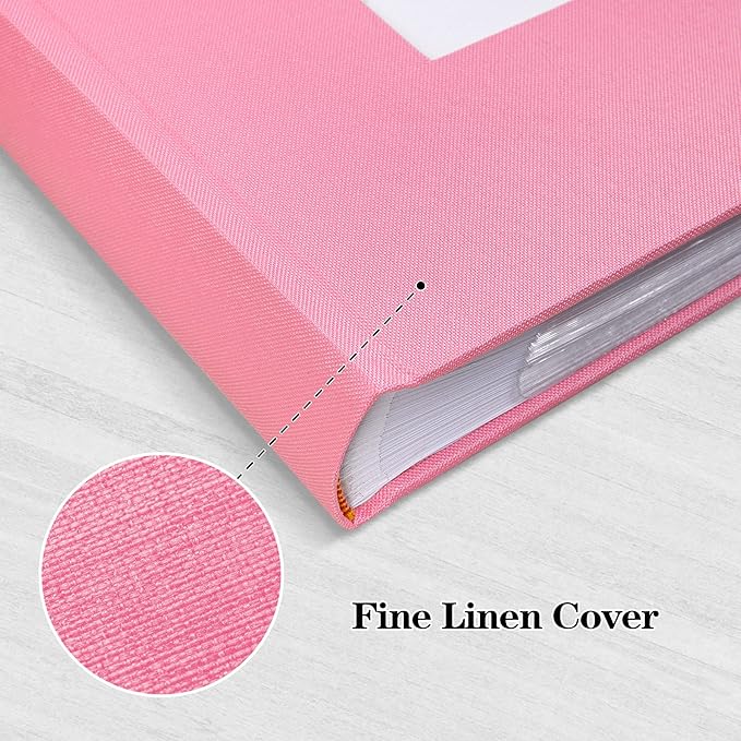 Mublalbum Photo Album 4x6 300 Photos Linen Cover with Memo Areas Photobook Pictures Book for Wedding Family Baby and Vacation (Pink)