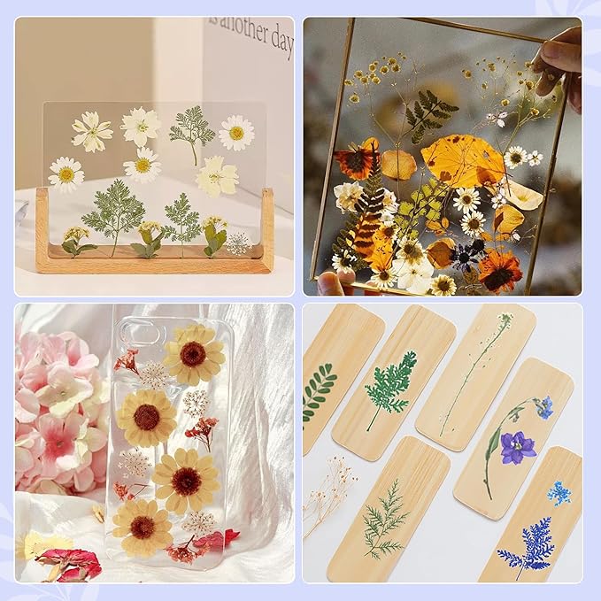 207 Pcs Dried Pressed Flowers for Crafts, Dried Pressed Flowers for Resin, Bulk Natural Dried Flowers Kit with Butterfly Stickers&Tweezers for DlY Resin Molds, Candles, Soap,Jewelry Making, Art Crafts