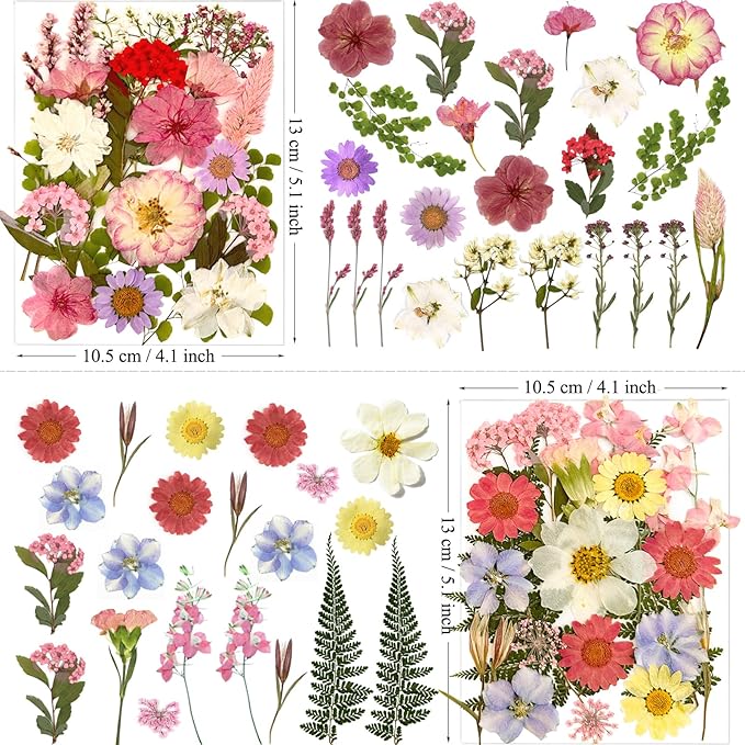 90Pcs Pink Dried Pressed Flowers for Resin Molds, Assorted Real Natural Bulk Dry Floral Leaves for DIY Art Crafts, Epoxy Jewelry, Candle, Soap Making, Nails Decors Gifts