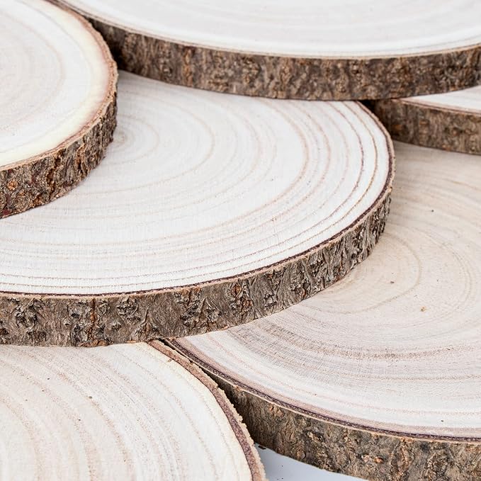 Maputune 8 Pcs 12-13 in Large Unfinished Wood Slices for Centerpieces, Natural Rustic Wooden Plate for DIY Craft, Round Wood Chips for Signage Painting Wedding Party Christmas Decor