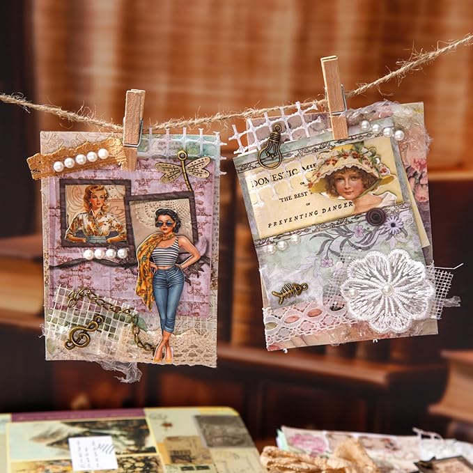 AuriicLeaf Retro Frame Cardstock Stickers, 60PCS Photo Window Designs - Vintage Square Collage Frames for Scrapbook Albums Diaries DIY Decor