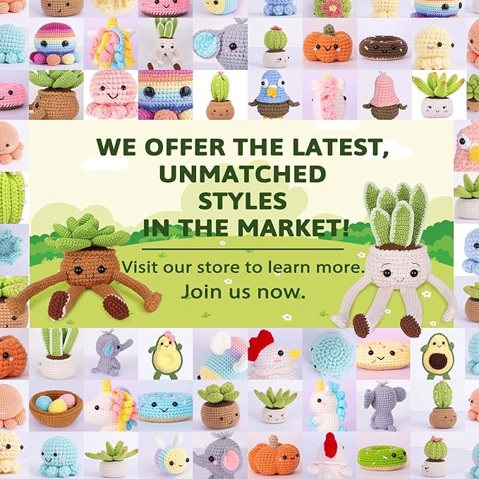 Crochet Kit for Beginners, Beginner Crochet Kit for Adults with Step-by-Step Video Tutorials, DIY Crochet Animal Kits Knitting Supplies