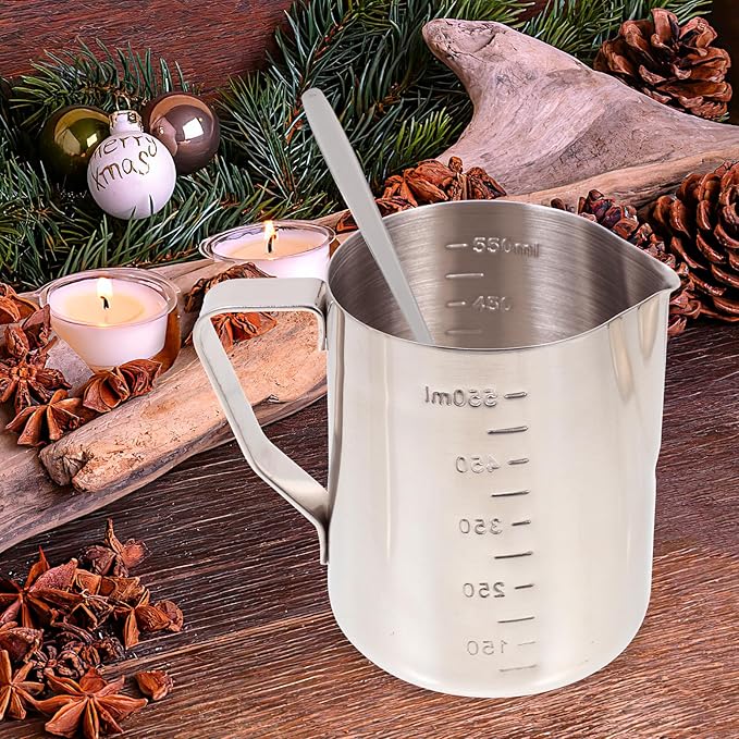 EXAOMBLE Candle Making Material with Handle Wax Melting Cup for DIY Candle Crafting Multipurpose Wax Pouring Pot Soap for Creative DIY Projects