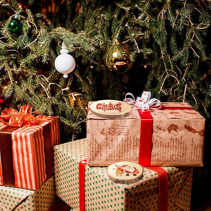 ZOENHOU 30 PCS 5.1-5.5 Inch Natural Wood Slices, 13-14cm Unfinished Round Wood Disc Coasters Wooden Slice with Bark for Centerpieces Table DIY Craft Art Painting Wedding Rustic Decoration Christmas