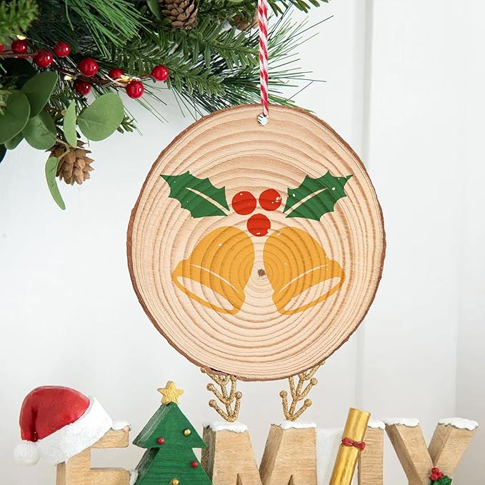 SOUJAP 100Pcs 3.5-4 Inch Natural Wood Slices, Unfinished Wooden Slices with Tree Bark, Wood Log Discs Circles for DIY Crafts, Centerpieces