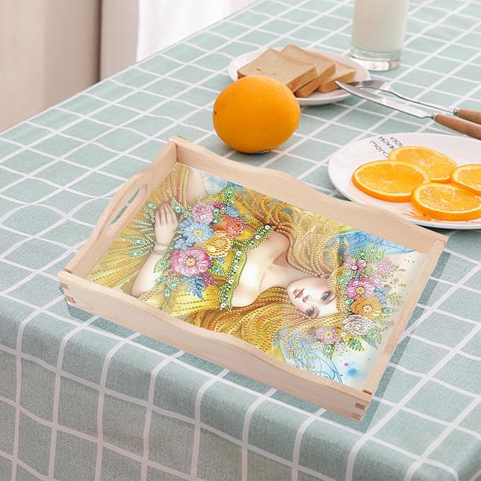 JZHYOAN Diomand Coffee Table Tray, A Large Serving Platter for Family, Decorative Tray for Living Room Restaurant, Diamond Painting Table Breakfast Home Decoration