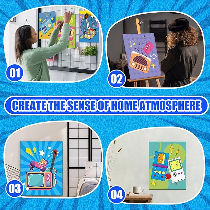 Sherr 140 Pcs 20 Set Pre Drawn Canvas Kit for Painting Craft Sip and Paint Kit for Adults Pre Printed Canvas Painting Favor for Virtual DIY Birthday Gifts Adult's Date Party(Vintage)