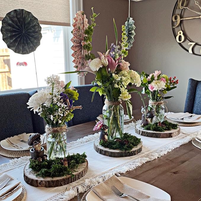 8 Pcs Large Unfinished Wood Slices, 12-13 Inches Wood Slabs for Centerpieces Natural Wooden Circle, DIY Wood Centerpieces for Tables Wedding Party Door Sign Decor