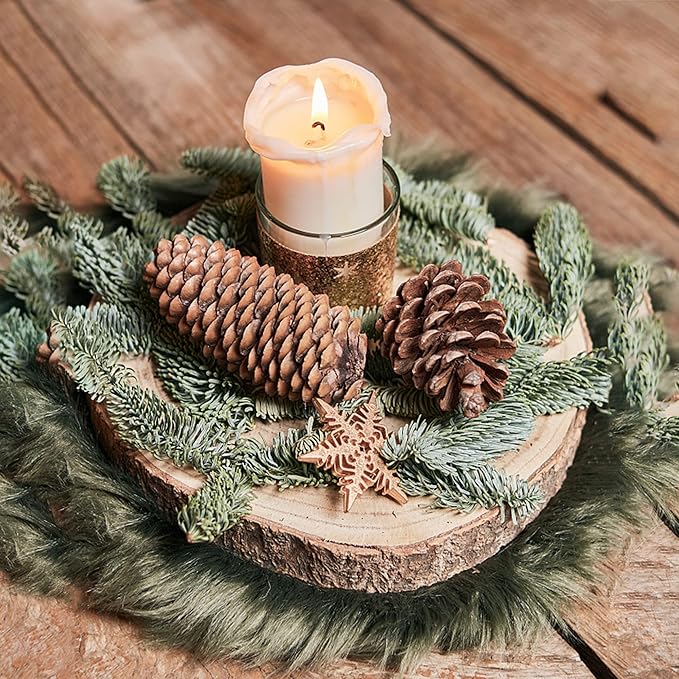 8 Pcs Large Unfinished Wood Slices, 9-10 Inches Wood Slabs for Centerpieces Natural Wooden Circle, DIY Wood Centerpieces for Tables Wedding Party Door Sign Decor