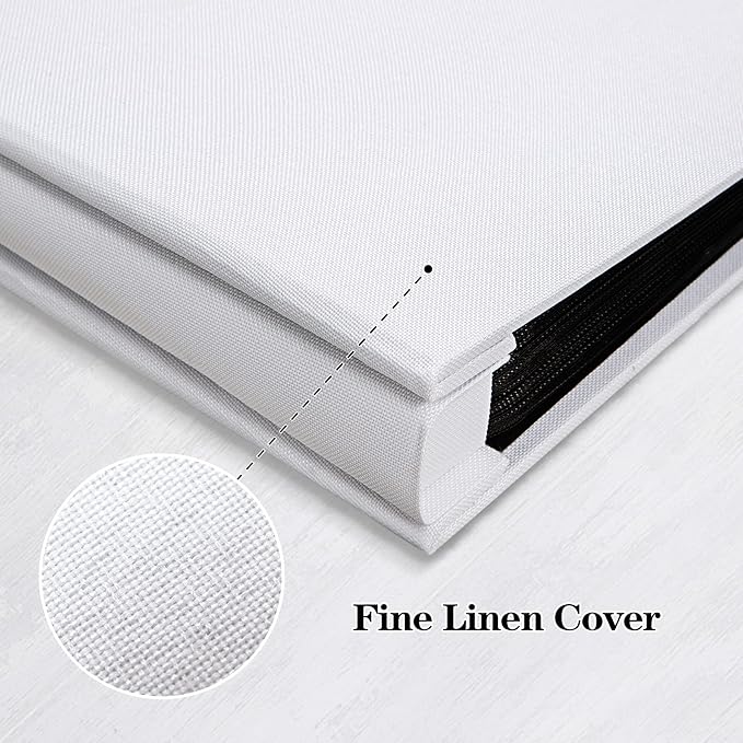 Mublalbum Photo Album 4x6 600 Photos Linen Cover Large Picture Book Holds Horizontal and Vertical Pockets for Wedding Family Anniversary and Baby (White)