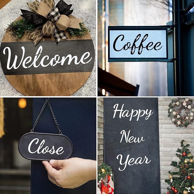 DZXCYZ 1.5 Inch Letter Stencils Kits, 66 Pcs Calligraphy Alphabet and Number Stencil for Painting on Wood, Reusable Plastic Art Craft Cursive Lettering Template Upper and Lower case