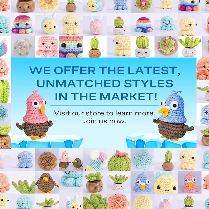 Crochetta Crochet Kit for Beginners, Crochet Kit with Step-by-Step Video Tutorials, Crochet Starter Kit Learn to Crochet Kits for Adults Teenagers, Jumbo 2 Penguins Familly (40%+ Yarn Content)