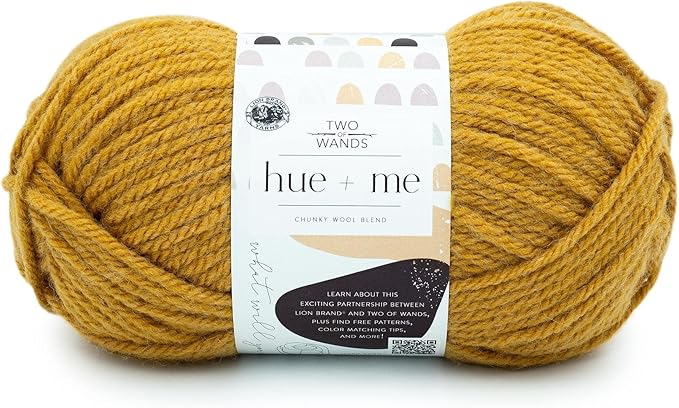 Lion Brand Yarn, Hue + Me Chunky Yarn for Crocheting, Knitting, and Crafts, Mustard, 3 Pack