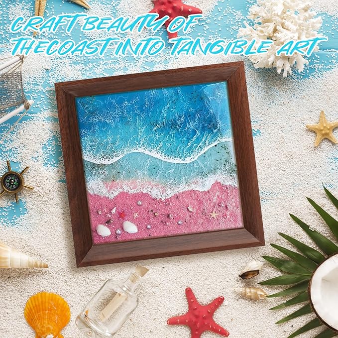 KISREL Ocean Resin Art Kit, Clear Epoxy Resin Kit with Frames, Beginner DIY Ocean Painting Full Set of Tools + Tutorials, Great Gift for Craft Lovers, Adult Stress Relief Creative Crafts