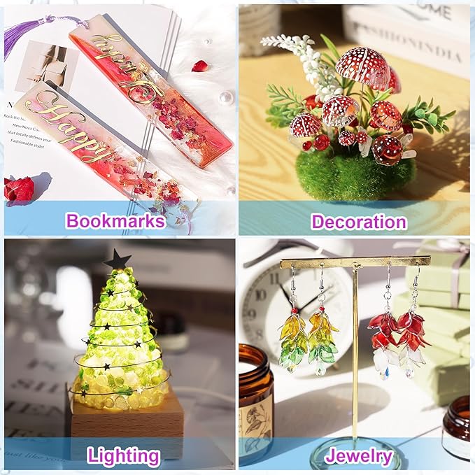 LET'S RESIN UV Resin, 2,000g 250ml 8Pcs Faster Cure Crystal Clear UV Resin Bulk,Low Shrinkage No Tacky UV Epoxy Resin Kit,Transparent High Gloss Resina UV for Jewelry Making,Craft Decor