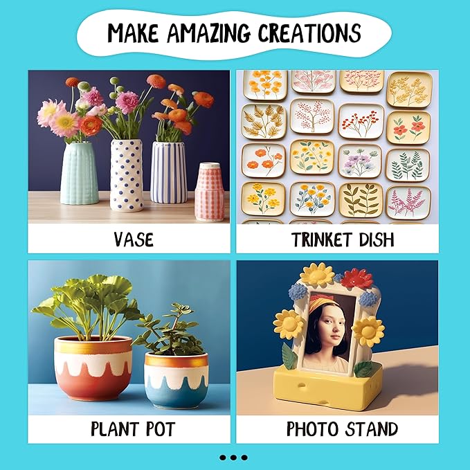 POTTREATIVE Air Dry Clay Pottery Kit - Home DIY Pottery Starter Kits with Air-Dry Clay,Sculpting Pottery Tools and Step-by-Step Guide - Great for Date Night, Arts Crafts Hobby