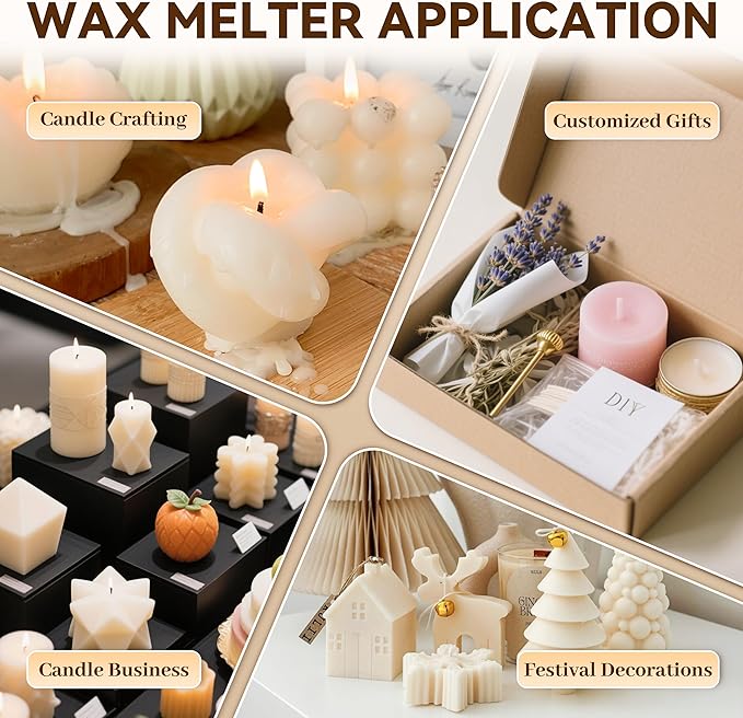 Vtsmax 12Lbs Wax Melter for Candle Making Pot with Temp Control and No-Clog Pour Spout, Easy to Use & Clean for Candle, Soap, Home & Commercial Use