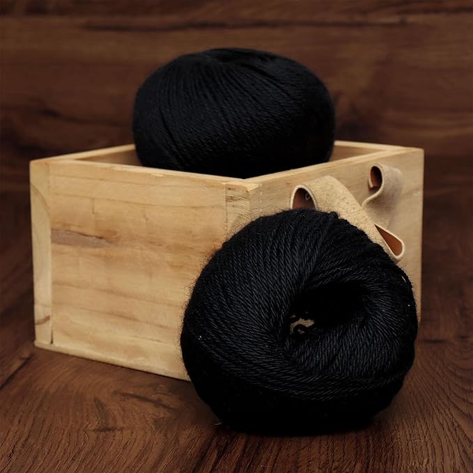 Black Heritage - 100% Baby Alpaca Yarn Wool Set of 2 Skeins (100 Grams) DK Weight Made in Peru Natural Undyed Color Heavenly Soft Perfect for Knitting and Crocheting (Black Alpaca 2 Skeins DK)