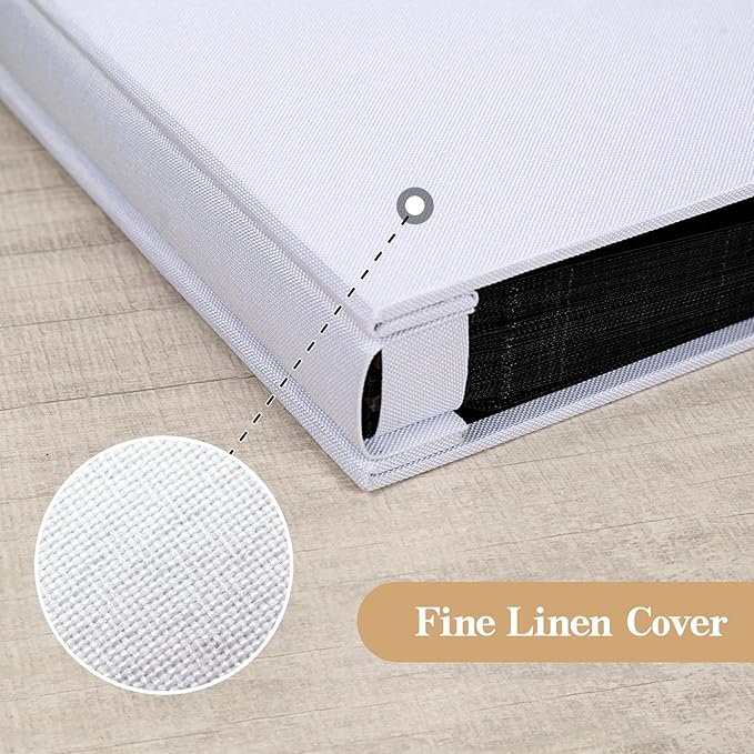 potricher Linen Hardcover Photo Album 4x6 600 Photos Large Capacity for Family Wedding Anniversary Baby Vacation (White, 600 Pockets)