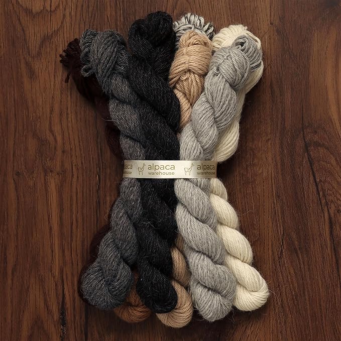 Origins Limited Collection - 100% Baby Alpaca Yarn Wool Set of 8 Hanks (200 Grams) DK Weight Made in Peru Natural Undyed Colors Heavenly Soft Perfect for Knitting and Crocheting (Assorted Colors, DK)