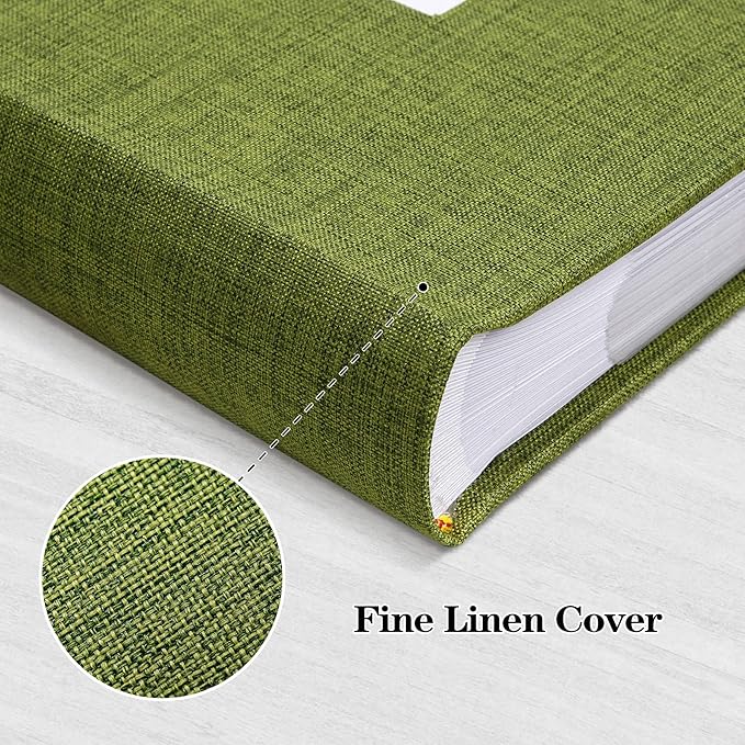 Mublalbum Photo Album 4x6 300 Photos Linen Cover with Memo Areas Photobook Pictures Book for Wedding Family Baby and Vacation (Green)