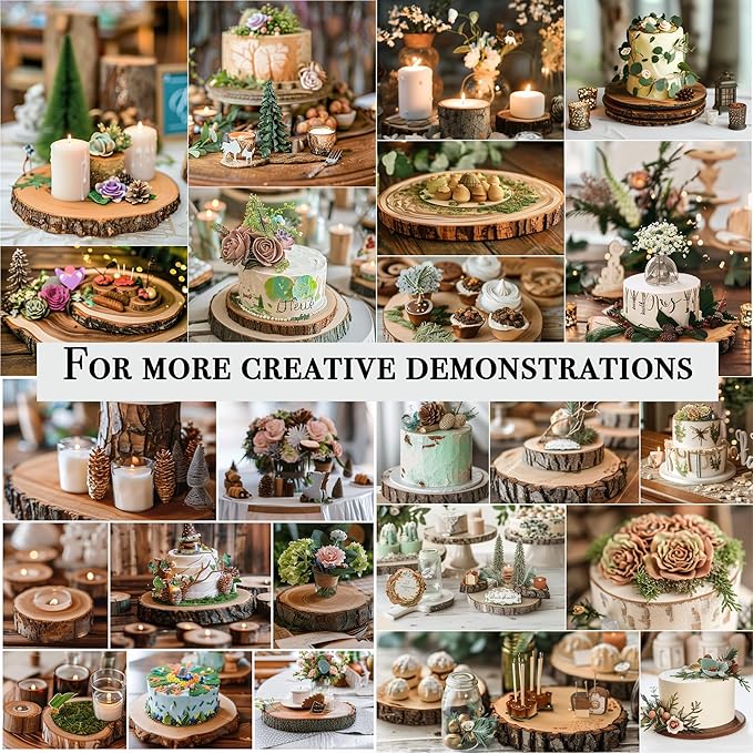 10 Pcs Large Wood Slices for Centerpieces – Rustic Wooden Centerpieces for Tables, Natural Wood Rounds with Bark, Perfect for Weddings, Crafts, and DIY Projects (9–10 inch)
