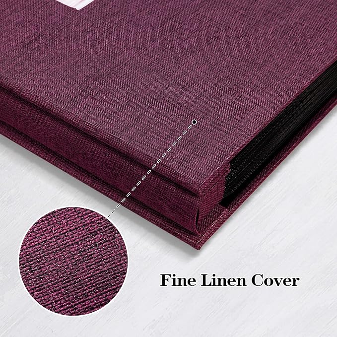 Mublalbum Small Photo Album 4x6 300 Photos Linen Cover Picture Book with Horizontal Pockets for Wedding Family Anniversary and Baby (Purple)
