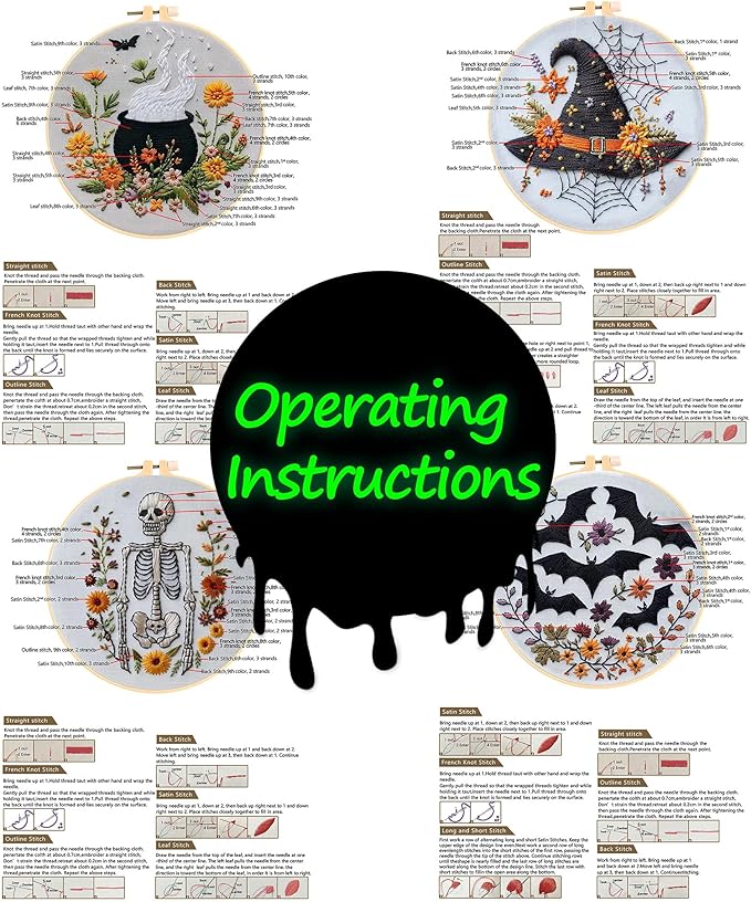 QBQBQ DIY Embroidery Kit for Adults, Beginner Friendly Cross Stitch Art for Home Decor, Handmade Craft Kit, 6 Inch, Gothic