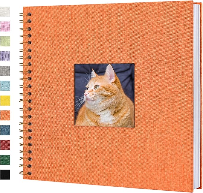 Yopih Linen Covered Scrapbook Photo Album, 12x12 Inches with Hardcover Kraft White Pages - Ideal for Travel, Wedding, Guest Book, Christmas, Baby Shower (40 Sheets/80 Pages)